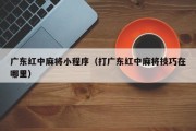 广东红中麻将小程序（打广东红中麻将技巧在哪里）